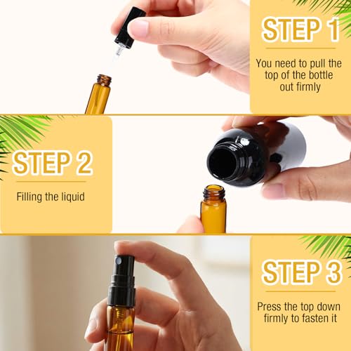 Tanlade 300 Pcs 5ml Mini Spray Bottles Refillable Brown Glass Travel Perfume Atomizer Mouthwash Bottle Cologne Small Sample Containers for Essential Oils, Retailers by Tanlade - Image 4