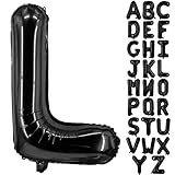 Lovoir 40 Inch Large Black Letter L Balloons Big Size Jumbo Mylar Foil Helium Balloon for Birthday Party Celebration Decorations Alphabet Black L