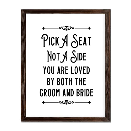 Panneau mural en bois Pick A Seat Not A Side pour décoration de mariage rustique