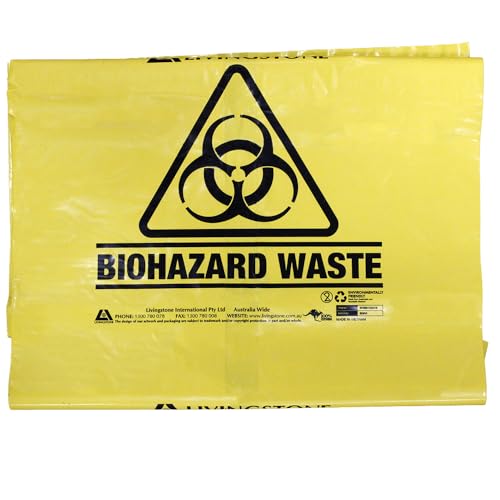 Livingstone Biohazard Waste Bag, Yellow, 82 litre Capacity, 100 x 78cm (Pack of 250)