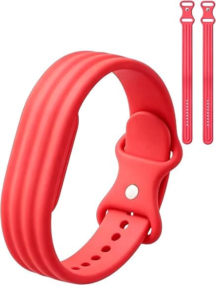 Siebkorb for Google Fitbit Air Nylon Band,Hook and Loop Strap Replacement,Breathable Sport Loop,Adjustable Woven Wristband for Fitbit Air Screenless Fitness Tracker,Non-Original (2, Silicone-Red)