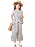 [ever closet] セットアップ 女の子 ノースリーブ トップス パンツ 上下セット キッズ 通園 通学 春夏服 100 ストライプネイビー