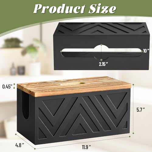 Paper Towel Holder Wall Mount with Lid, Paper Towel Holder Dispenser for Bathroom Kitchen Decor, Solid Wood Paper Towel Dispenser Commercial Paper Towel Holder for C-Fold, Z-Fold, Trifold Paper