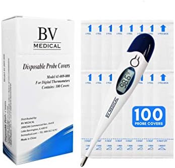BV Medical Digital Thermometer Rigid Tip 10sec. W/100 Probe Covers Pack