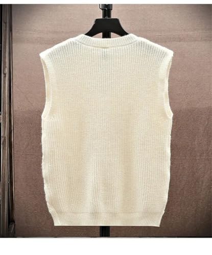 Men V Neck Sleeveless Sweater Vest Thick Knit Fall Winter Casual Waistcoat Loose Pullover Top3