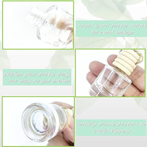 Doromy 12Packs Refillable Car Air Freshener Perfume Bottle Hanging Car Diffuser Bottle Aromatherapy Oil Diffuser Glass Bottle Pendant Clear Essential Oil Bottle With Wooden Caps & Hanging String #TOP3
