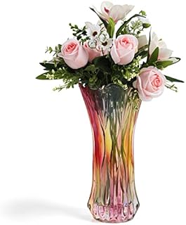 Belle Vous Phoenix Tail Glass Vase - 28.5cm/11.22 Inches - Modern Decorative Cylinder Thickened Glass Flower Vase For Home/Wedding Table Centrepiece, Office Decor or Gift