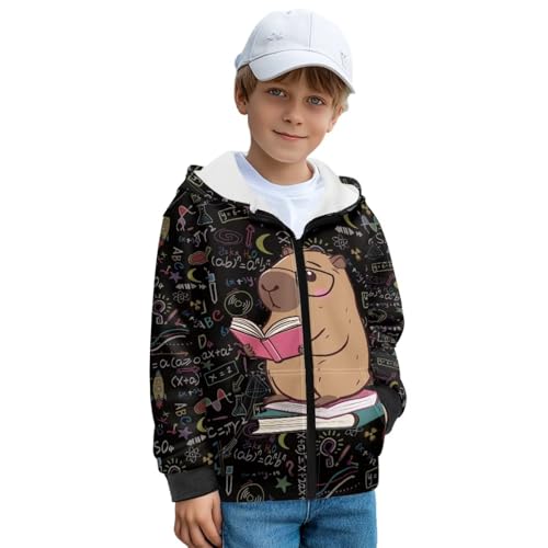 Animal Printed Girls Boys Zip-Up Hoodie Breathable Warm Fleece Sweatshirt with Pockets Casual Fall Outfits Size S-XL