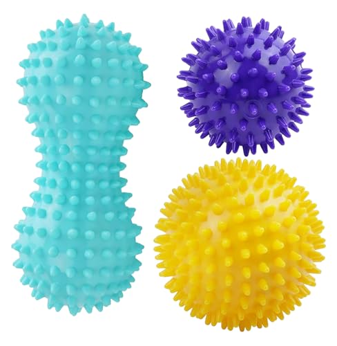 XxinXrong Faszienball Massage Set 3er, Igelball mit Noppen, Spiked Massage Bälle Hart, Für Rücken Beine Füße Hände, Muskelentspannung