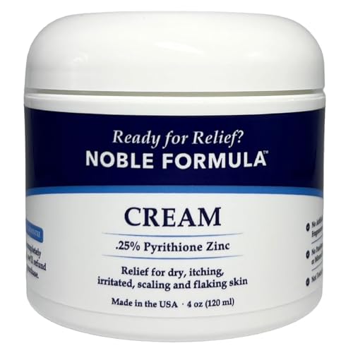 Noble Formula Pyrithione Zinc Cream 0.25% Moisturizing Cream for Itching Flaking Dryness & Redness Skin Support with Rosehip Oil Squalane Sweet Almond Oil & Vitamin E - 4 oz