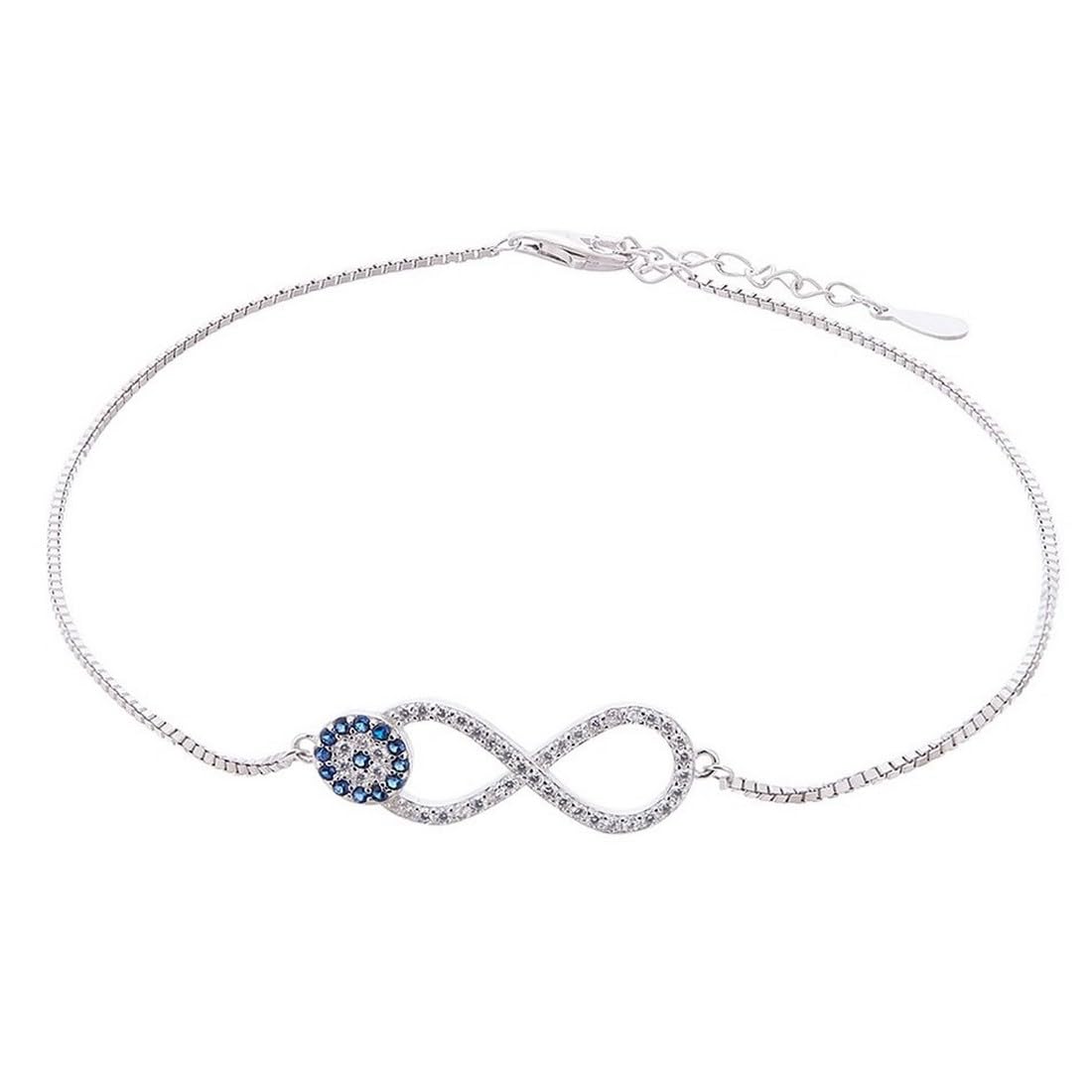 ZAVYA 925 Sterling Silver Cubic Zirconia Evil eye Rhodium Plating Chain Anklet (Single) | | Gift for Women & Girls | With Certificate of Authenticity & 925 Stamp (B0C7KP2GJG) Amazon Price History, Amazon Price Tracker