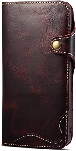 Étui en cuir véritable iPhone 14 Pro Max chic bordeaux à rabat