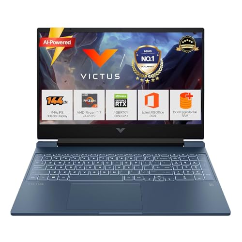 Image of HP Smartchoice Victus, AMD Ryzen 7 7445HS, 6GB RTX 3050, 16GB DDR5(Upgradeable) 512GB SSD, 144Hz, 300 nits, 15.6'' /39.6cm, Win 11, Office 24, Blue, 2.29kg, fb3134 /20ax, Xbox Gamepass*, Gaming Laptop
