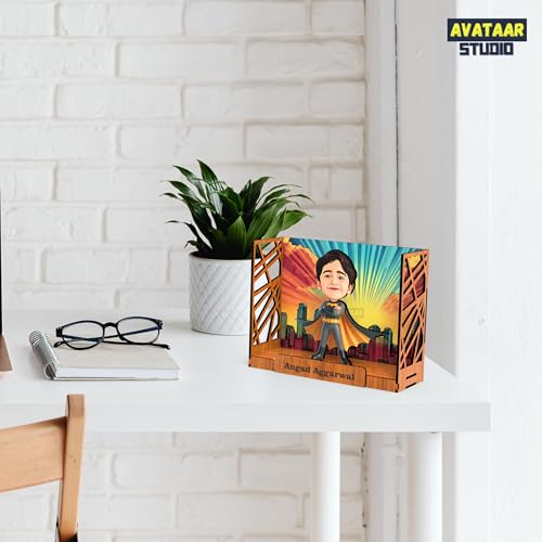 Image of Personalized Gift for Kids, Friends Character Caricature Photo Frame Unique Design Customized Gift for Children, Return Gift Idea (BATMAN, BOX)