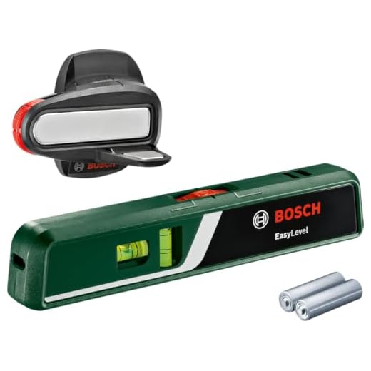 Bosch laser waterpas EasyLevel met wandhouder (laserlijn voor flexibel uitlijnen op muren en laserpunt voor gemakkelijk overbrengen van hoogte, in E-Commerce kartonnen doos)