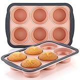 Ferrochef 2 Pack Silicone Muffin Pan with Metal Frame,...