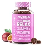 Relax Gummies – Ashwagandha KSM-66, L-Theanin, Safran, Zitronenmelisse, Kamille, Vitamin B6 & B12 – Unterstützt Entspannung - Psychologische & Hormonelle Funktionen – Vegan – 60 Stück – Novomins