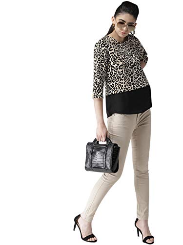 Image of Style Quotient Women Black & Brown Cheetah Print Top