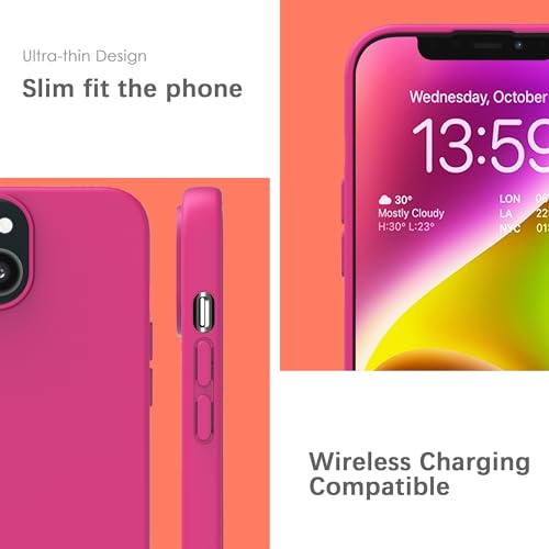 Image of YATWIN Silicone Back Case for iPhone 13 Mini, Soft-Touch Phone Back Cover for Apple iPhone 13 Mini - Magenta