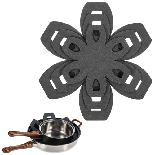 Pan and Pot Protectors, Set of 6 and 3 Different Size, Felt Pan Protectors for Stacking Non Stick Pans Savers Dividers Pot Separators Pads for Stacking and Protecting Your Cookware (Gray)