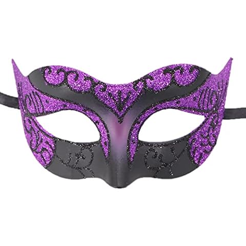Coolwife Masquerade Masks Venetian Vintage Party Ball Carnival Evening Prom Mardi Gras Mask (D Purple) Cover