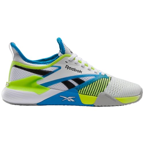 Reebok Nano Court Sneaker für Erwachsene, Unisex, Weiß/Digital Lime/Aqua, 42.5 EU