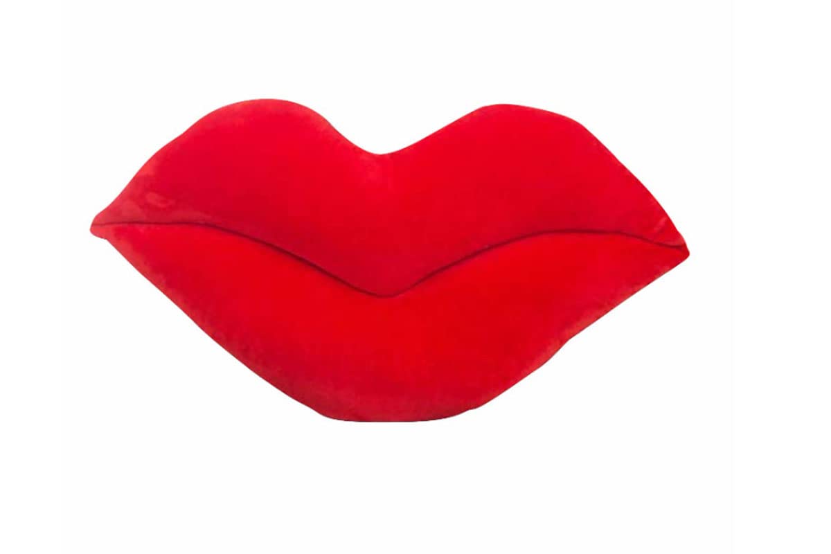 Lip Shape Decorative Cushion, Red Velvet, 44 Centimetres, Ultra Soft, Reversible, Machine Washable | Gift to Girls-image-48