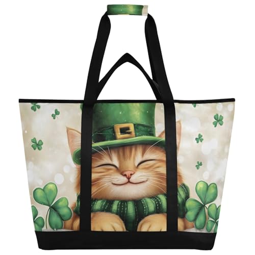 Cat St Large Insulated Tote Bag for Grocery Shopping Reusable Tote Bags for Women Men, Cooler Bag with Zippered Top & Handles for Beach Picnic Travel