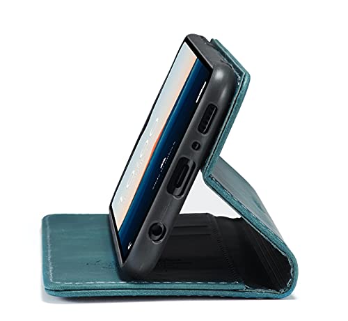 Image of BOUNCEBACK Faux Leather Flip Flap Back Stand Case /Cover For Samsung Galaxy M42 - Cool Blue