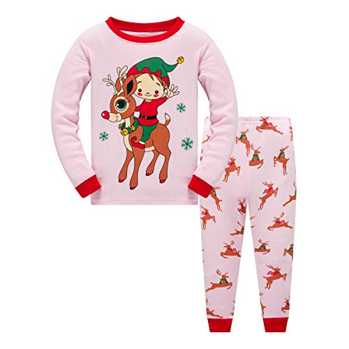 Garsumiss Boys Girls Christmas Pyjamas Set Kids Xmas Pjs Sleepwear Toddler Santa Clothes Unisex Winter Nightwear (3 Years, Pink/Christmas)