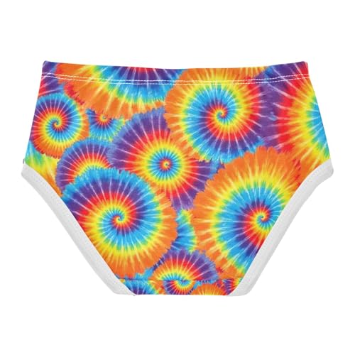 Toddler Panties, Rainbow Tie Dye Spirals Orange Cotton Underwear Girls, 2–8 Years2