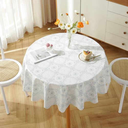 Nappe en PVC table ronde essuyable propre et imperméable pour une table circulaire impeccable - 3