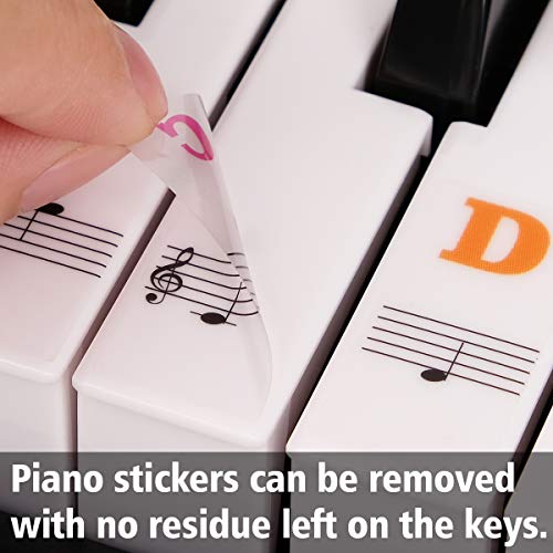 Piano Stickers For Keys, Eison Colorful Piano Keyboard Stickers For 88/61/54/49/37 Full Set Stickers Kids Learning Piano, Removable, Leaves No Residue, Multi-Color,Great Children's Gift #TOP2
