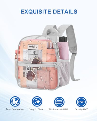 Image of Clear Backpack for Stadium Events, 12x12x6 Small Clear Plastic bag with Reinforced Straps for Game Security Festival Concert