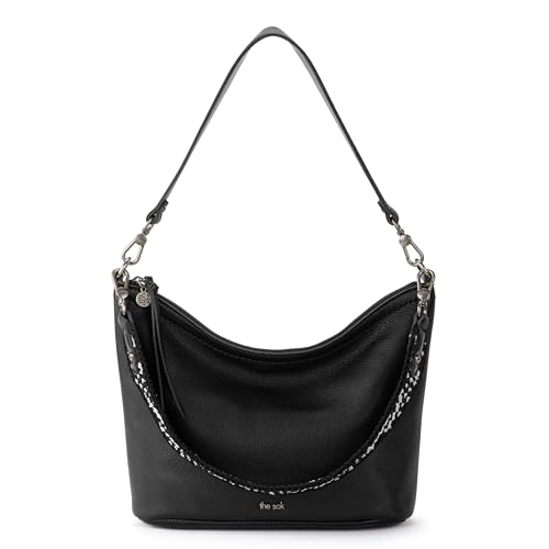 The Sak Jasmine Small Hobo in Leather, Detachable Shoulder Strap, Black