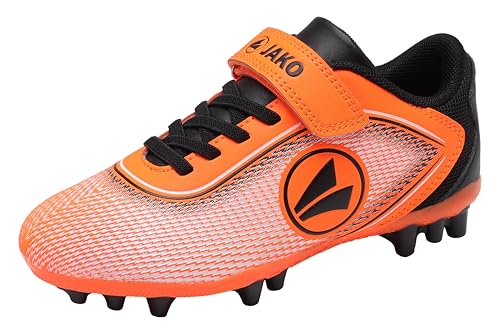 JAKO - JAKO J-SFG Course Ev Chaussures de football unisexes pour enfant, Orange fluo, noir de jais, 30 EU