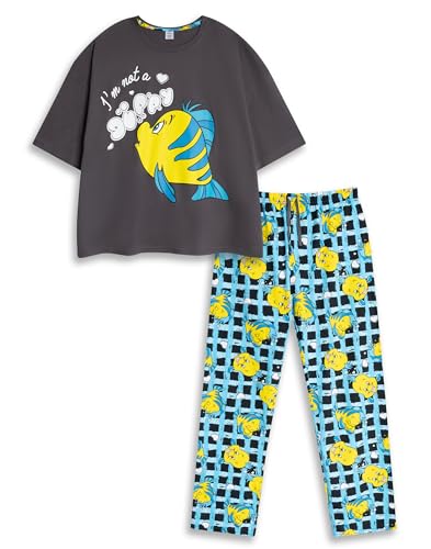 Pyjama Disney anti-transpiration pour femme fine la petite sirène manches courtes