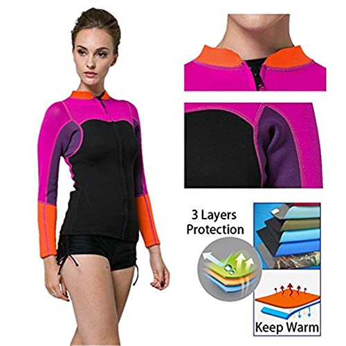Chaqueta de traje de neopreno para mujer de 2mm, manga larga, top para surf y natación modesto miniatura 4