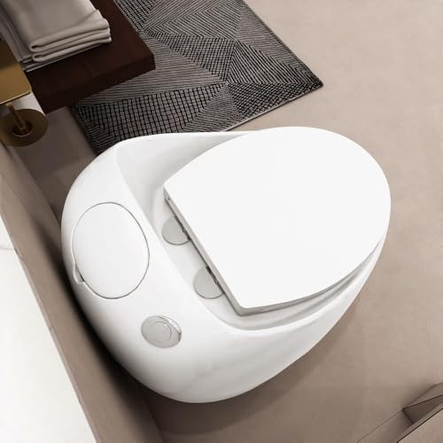 Image of Backline P-Trap Commode Toilet /Western commode /Water Closet With In-build 5L Tank & UF Soft Closing Toilet Seat - P Trap Outlet Is From Wall (White) (7 Years Color Warranty)