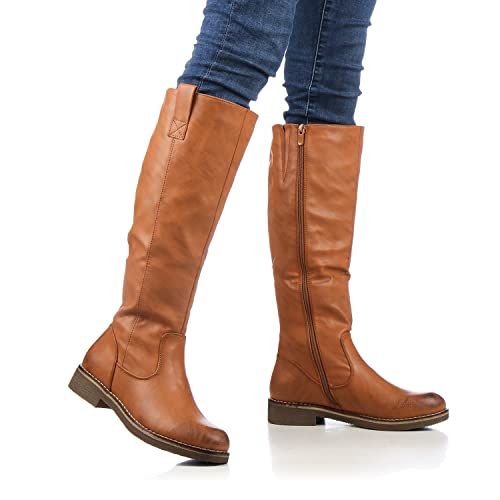 VAN HILL Klassische Stiefel Damen Schuhe Leicht Gefüttert Boots Profilsohle 149797 Hellbraun 39