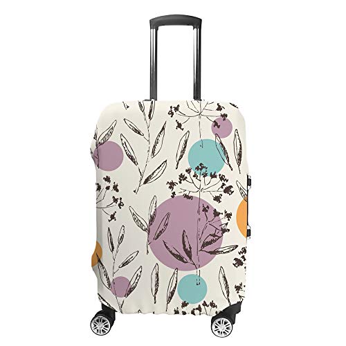 Housse pour bagages de voyage anti-rayures lavable avec motif fleurs et feuilles