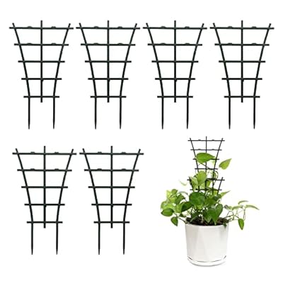 Feitore Plant Trellis Indoor, 6Pcs Stackable Plant Trellis for Climbing Plants Indoor, Small Plant Climbing Trellis for Potted Plants Plastic Climbing Plant Support Trellis for Houseplant Hoya Pothos