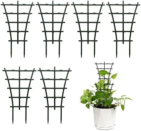 Feitore Plant Trellis Indoor, 6Pcs Stackable Plant Trellis for Climbing Plants Indoor, Small Plant Climbing Trellis for Potted Plants Plastic Climbing Plant Support Trellis for Houseplant Hoya Pothos