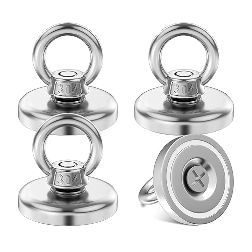 4 ganchos magnéticos fuertes, 45 kg, extra fuertes, imanes de neodimio de 31 mm, pequeños ganchos magnéticos, ojales, con gancho para cocinas, garajes y oficinas