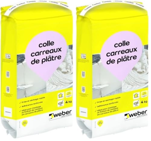 Colle carreaux de plâtre WEBER mortier adhésif blanc montage cloison