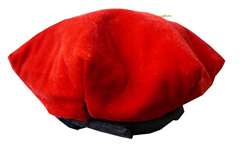Grad Days Doctoral Graduation Tam Unisex Black Velvet With Gold Bullion Tassel Satin Silk Band (8 Side Red) #TOP2