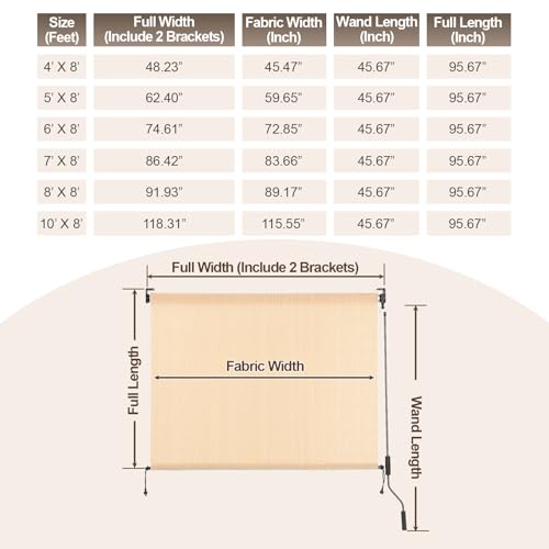 Aoodor Patio Roller Shade 7 x 8 ft HDPE Fabric by Aoodor - Used condition - Image 2