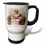 3dRose 'vintage Cocoa or Chocolate Advertisement with Victorian Lady Stainless Steel' Travel Mug, 14 oz, Multicolor