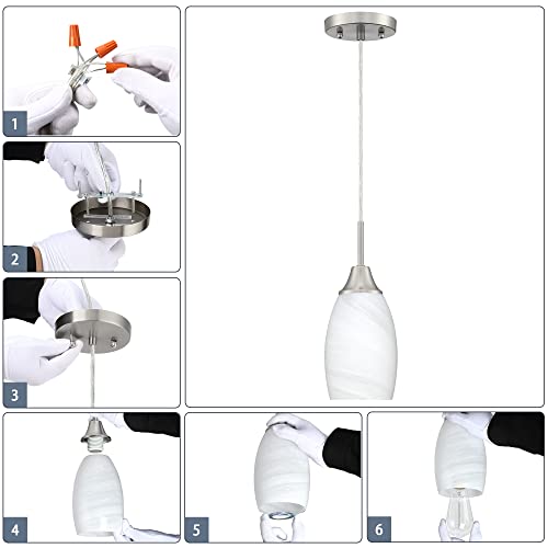 Viinew Mini Glass Pendant Light 4.72" White Glass Pendant Lights 3-Pack Handblown White Art Oval Glass Hanging Pendant Light for Kitchen Island Dining Room Living Foyer Hallway Entry - Image 9