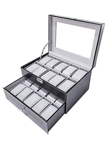 SodyneeÃƒÂ‚Ã‚® Black Pu Leather 20 Grid Jewelry Watch Display Organizer Gloss Top Box Case Large by Sodynee